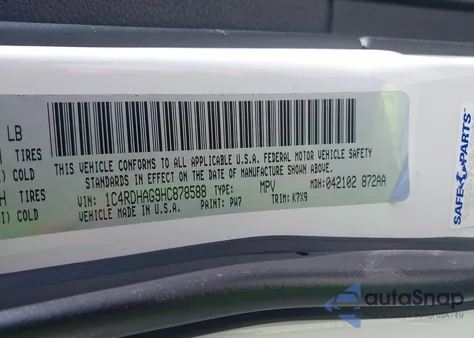 2017 Dodge Durango Sxt Rwd z USA, uszkodzony, nr VIN 1C4RDHAG9HC878588